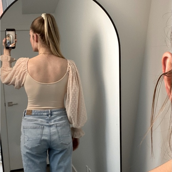 Mesh Puff long sleeve bodysuit - Small - Cream - Picture 3 of 3